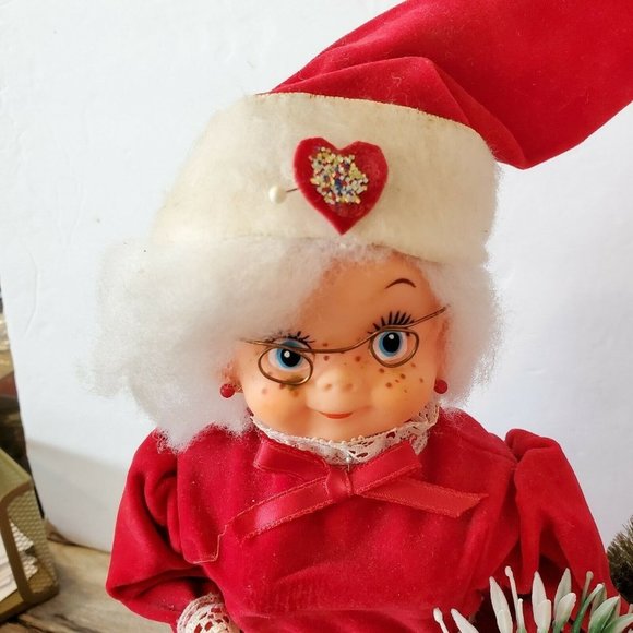 Vintage MCM‎ Kitschy Christmas Mr Mrs Santa Claus Dolls Handmade 13" Detailed - Picture 3 of 9